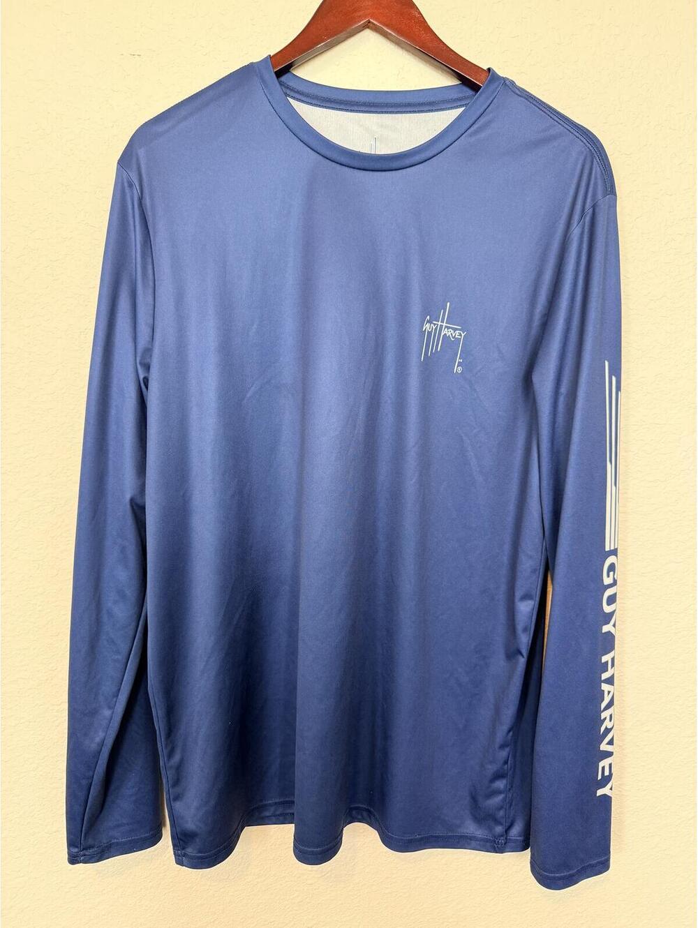 Guy Harvey Long Sleeve Performance Shirt Blue Size Large